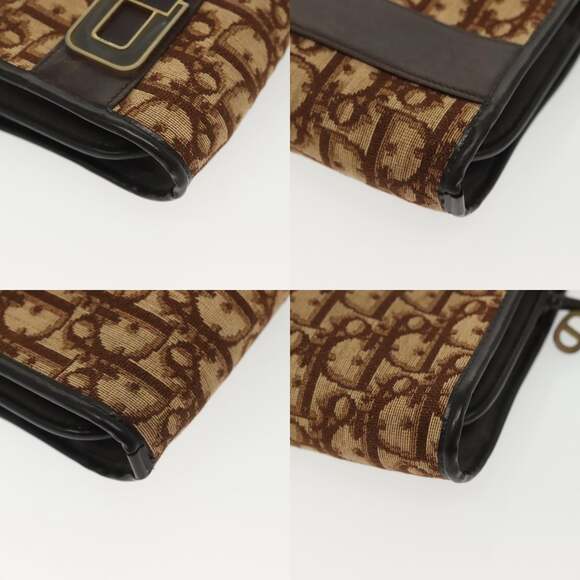 DIOR Trotter Canvas Shoulder Bag Brown Gold - Picture 10 of 13